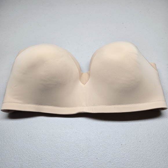 Lively Women Bra 38D Beige Strapless Wireless Smooth Lightly Lined - Picture 1 of 10